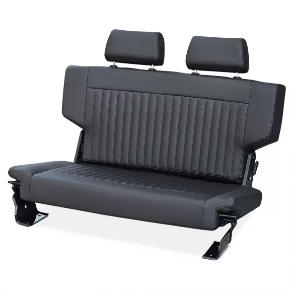 Caballo Classic Black Pleated Fold & Tumble Rear Bench Seat, 66-77 Bronco